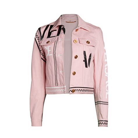 versace jacke rosa|Versace denim jacket.